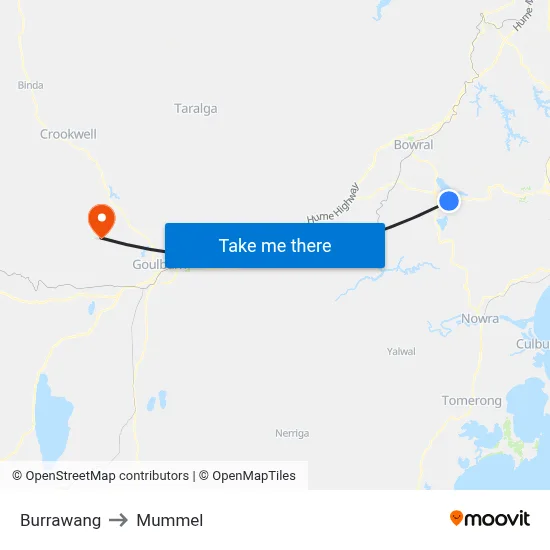 Burrawang to Mummel map