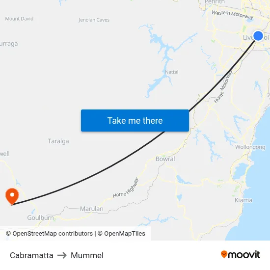Cabramatta to Mummel map