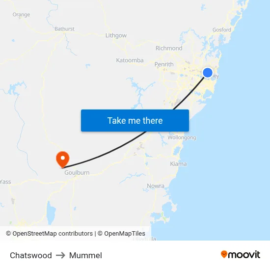 Chatswood to Mummel map
