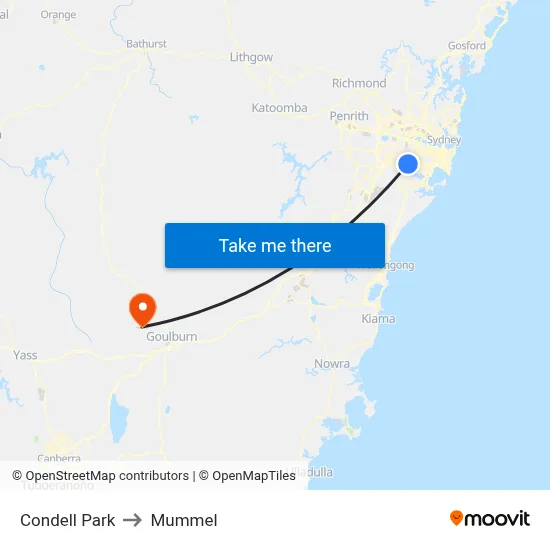 Condell Park to Mummel map