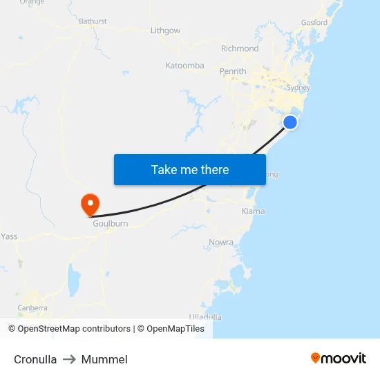 Cronulla to Mummel map