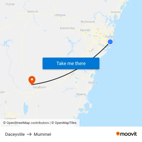 Daceyville to Mummel map