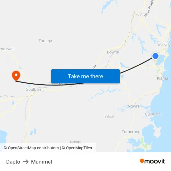 Dapto to Mummel map