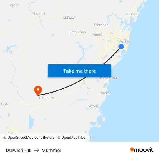 Dulwich Hill to Mummel map