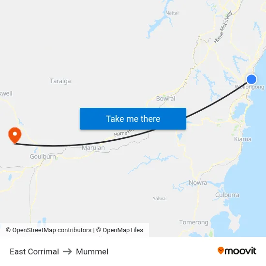 East Corrimal to Mummel map