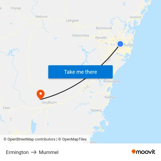 Ermington to Mummel map