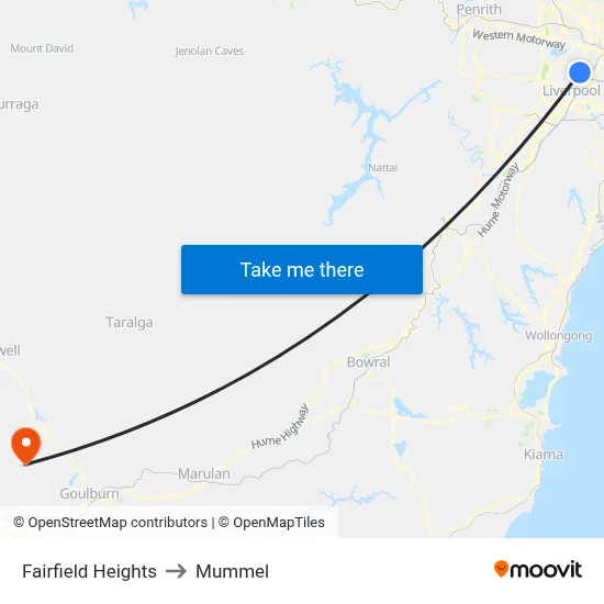 Fairfield Heights to Mummel map