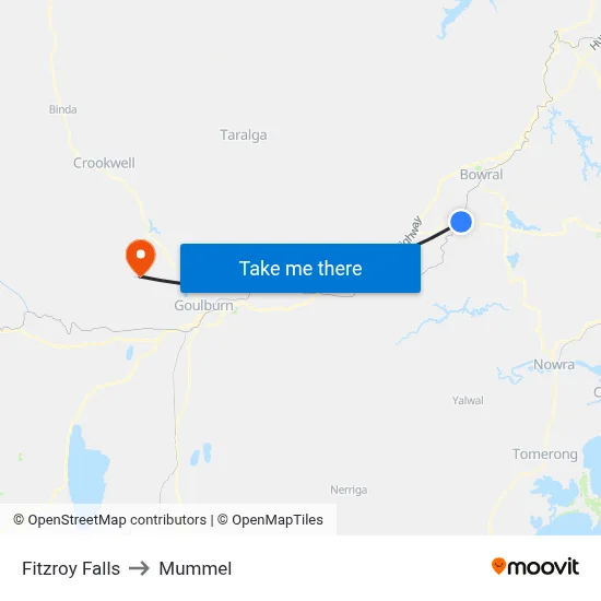 Fitzroy Falls to Mummel map