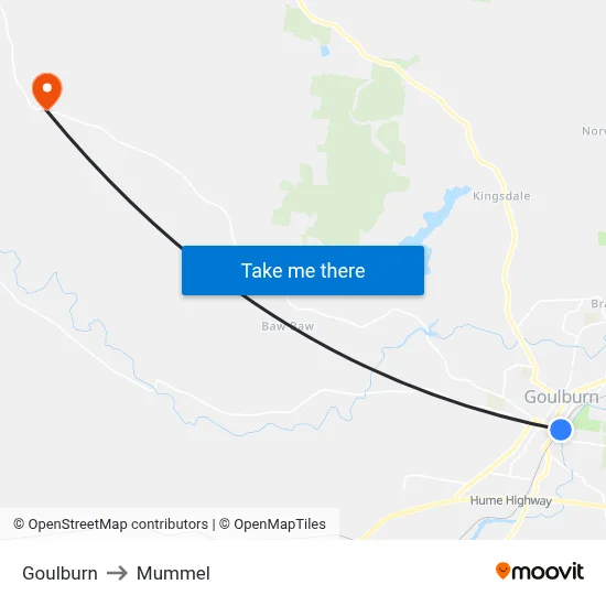 Goulburn to Mummel map