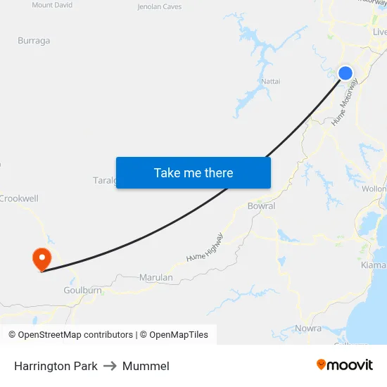 Harrington Park to Mummel map