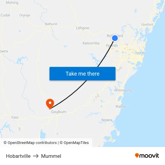 Hobartville to Mummel map