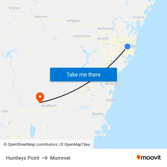 Huntleys Point to Mummel map