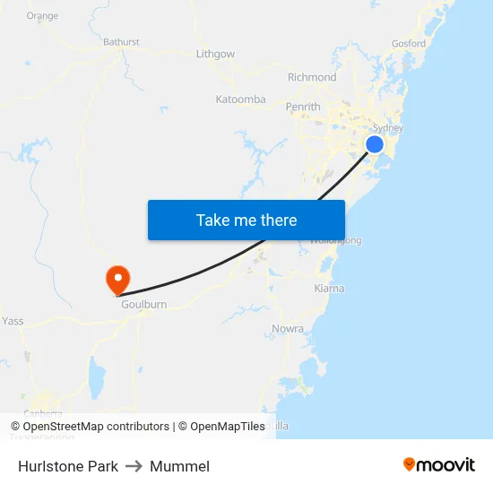 Hurlstone Park to Mummel map