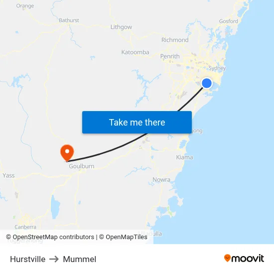 Hurstville to Mummel map