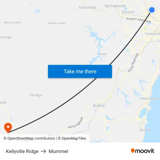 Kellyville Ridge to Mummel map