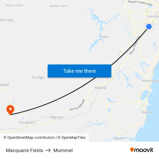 Macquarie Fields to Mummel map