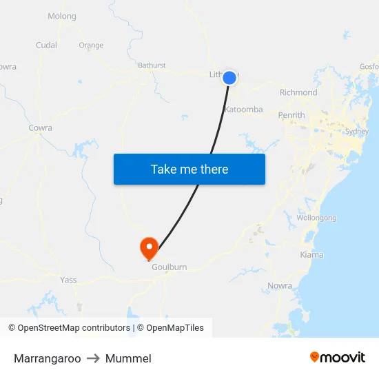 Marrangaroo to Mummel map