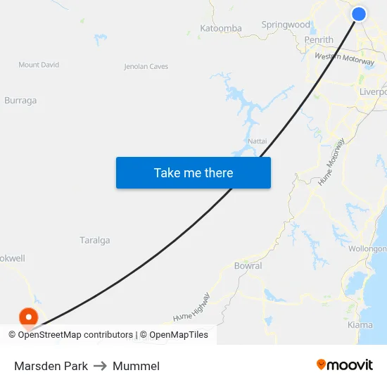 Marsden Park to Mummel map