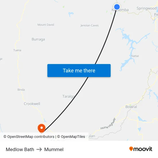 Medlow Bath to Mummel map