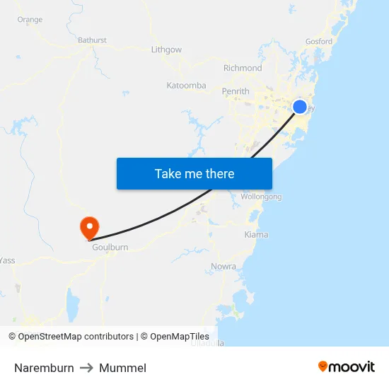 Naremburn to Mummel map