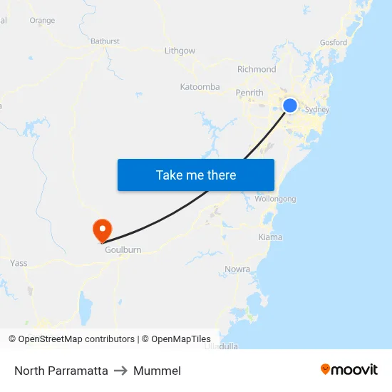 North Parramatta to Mummel map