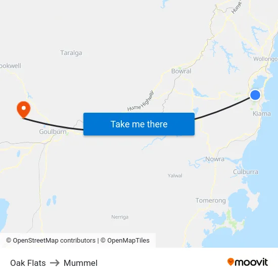 Oak Flats to Mummel map