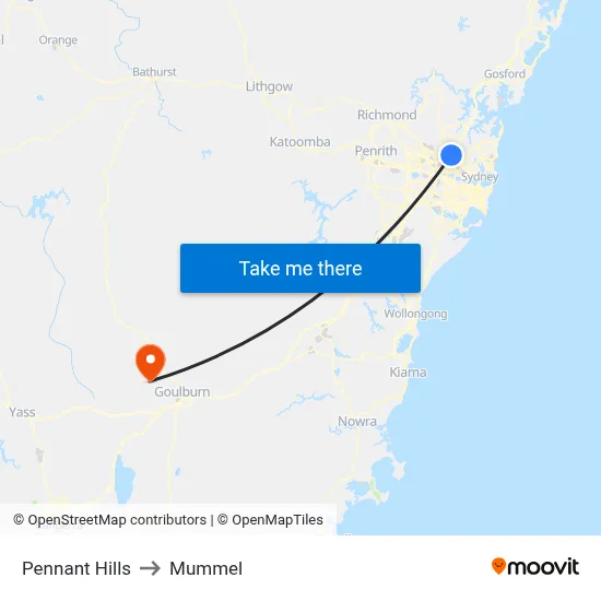 Pennant Hills to Mummel map