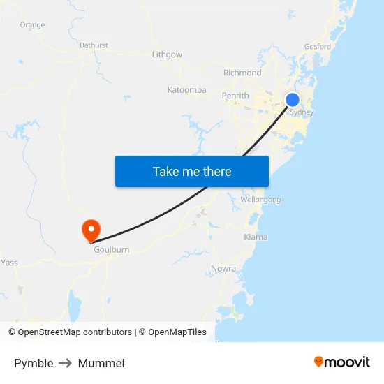 Pymble to Mummel map