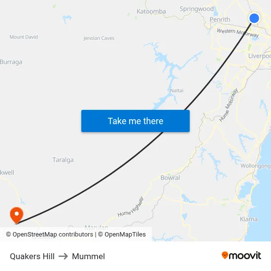 Quakers Hill to Mummel map