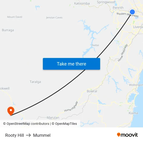 Rooty Hill to Mummel map