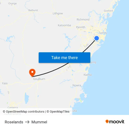 Roselands to Mummel map