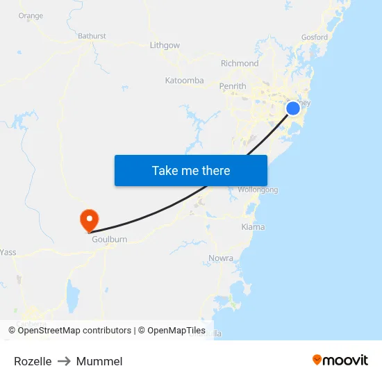 Rozelle to Mummel map