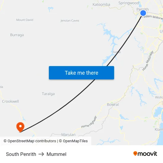 South Penrith to Mummel map