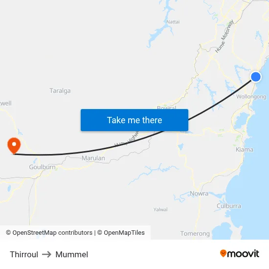 Thirroul to Mummel map