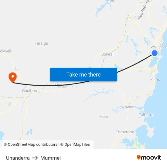 Unanderra to Mummel map