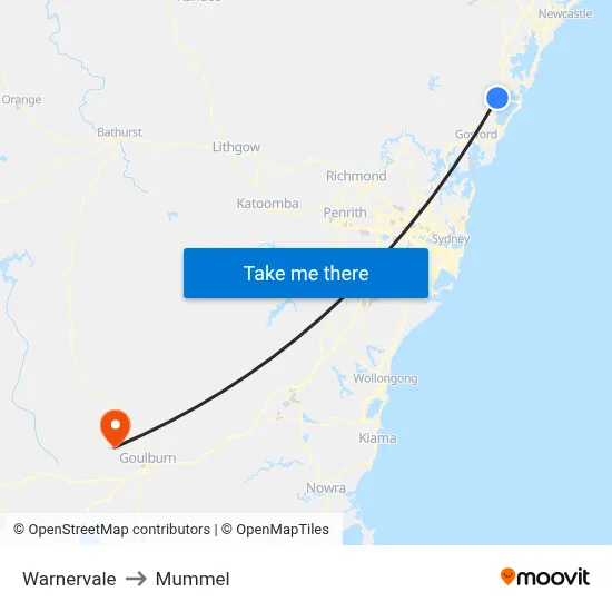 Warnervale to Mummel map