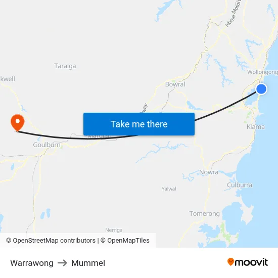 Warrawong to Mummel map