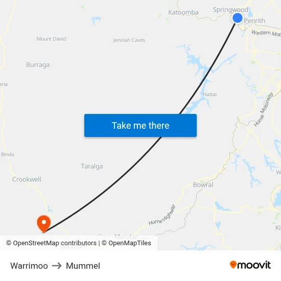 Warrimoo to Mummel map