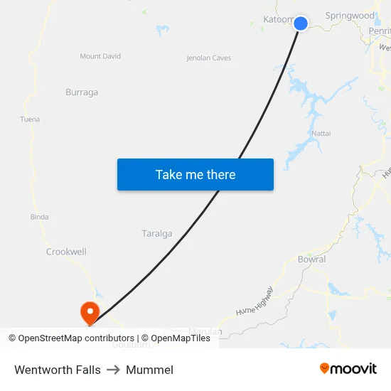 Wentworth Falls to Mummel map