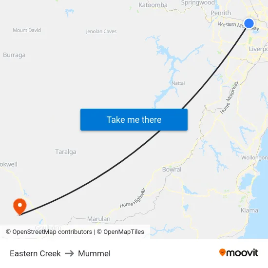 Eastern Creek to Mummel map