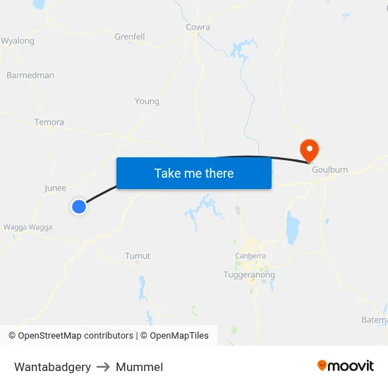 Wantabadgery to Mummel map