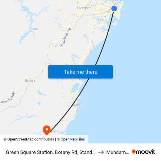 Green Square Station, Botany Rd, Stand C to Mundamia map