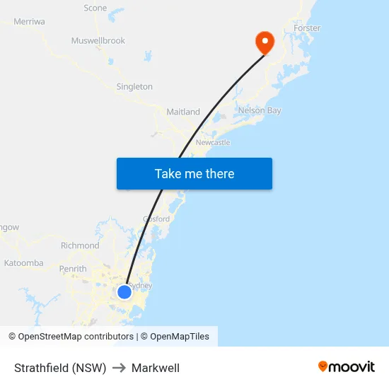 Strathfield (NSW) to Markwell map