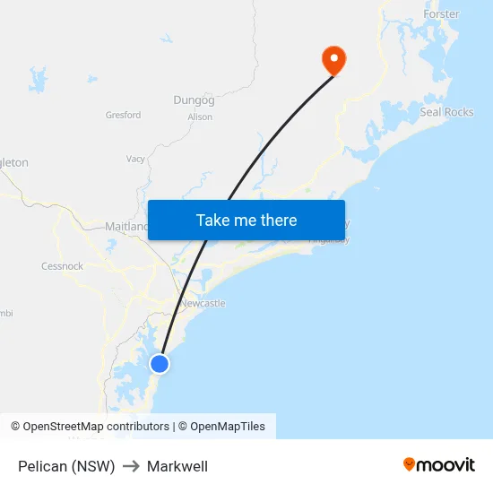 Pelican (NSW) to Markwell map