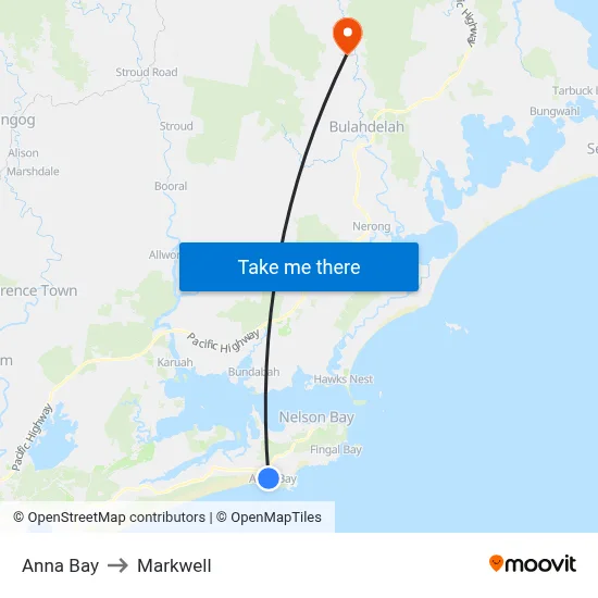 Anna Bay to Markwell map