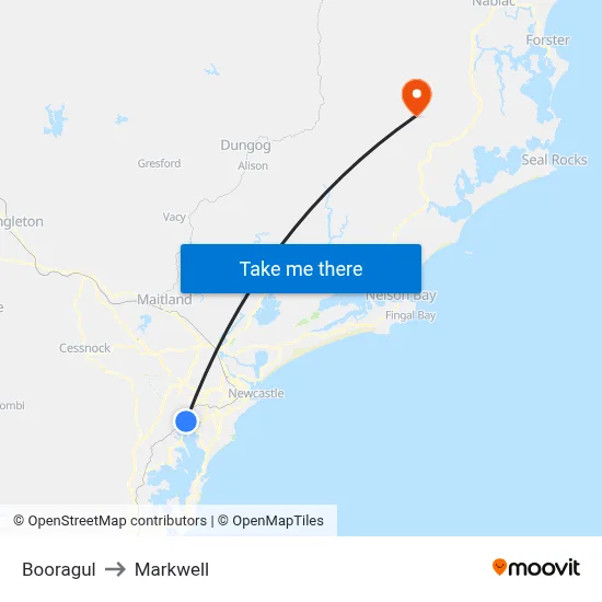 Booragul to Markwell map