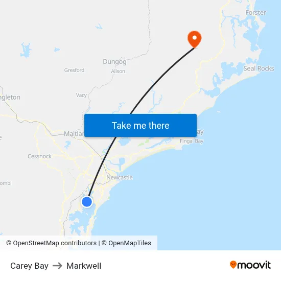 Carey Bay to Markwell map