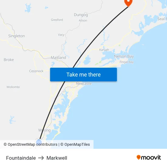 Fountaindale to Markwell map