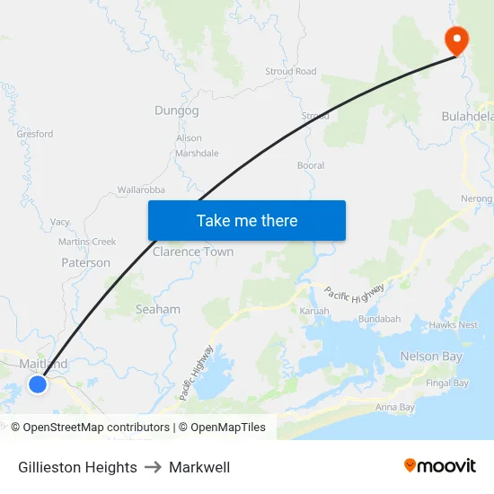 Gillieston Heights to Markwell map