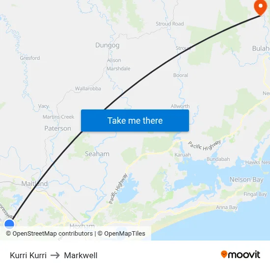Kurri Kurri to Markwell map